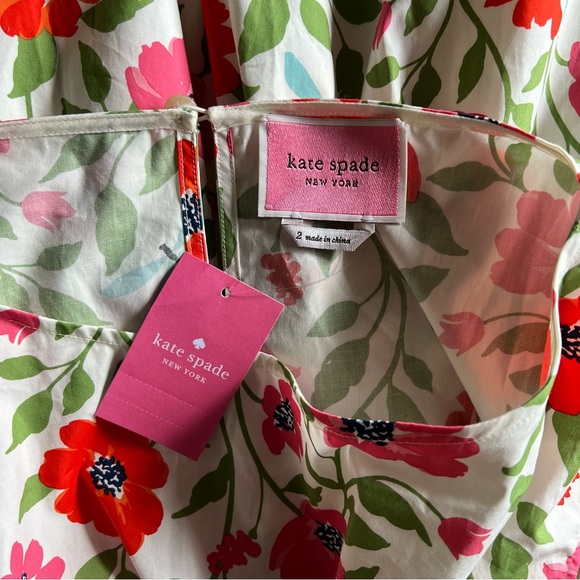 NEW kate spade Bold garden blooms Blaire cotton dress Cream, Size 2 nwt floral - Picture 5 of 12